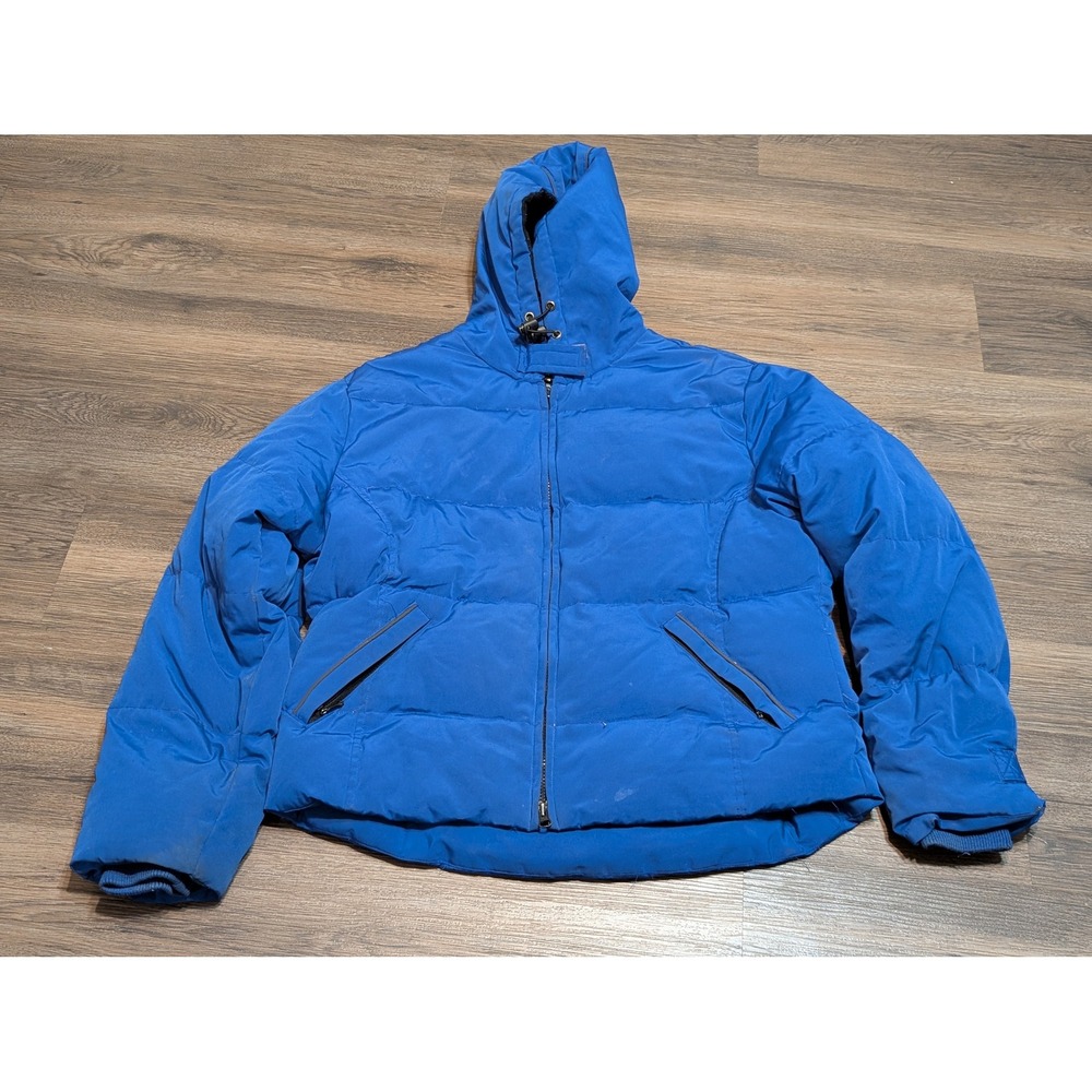 Vintage Bernardo Royal Blue Puffer Down Duvet Jacket‎ Hooded Winter Coat L READ